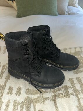 Dr. Martens Black Lace-Up Boots with Yellow Stitching